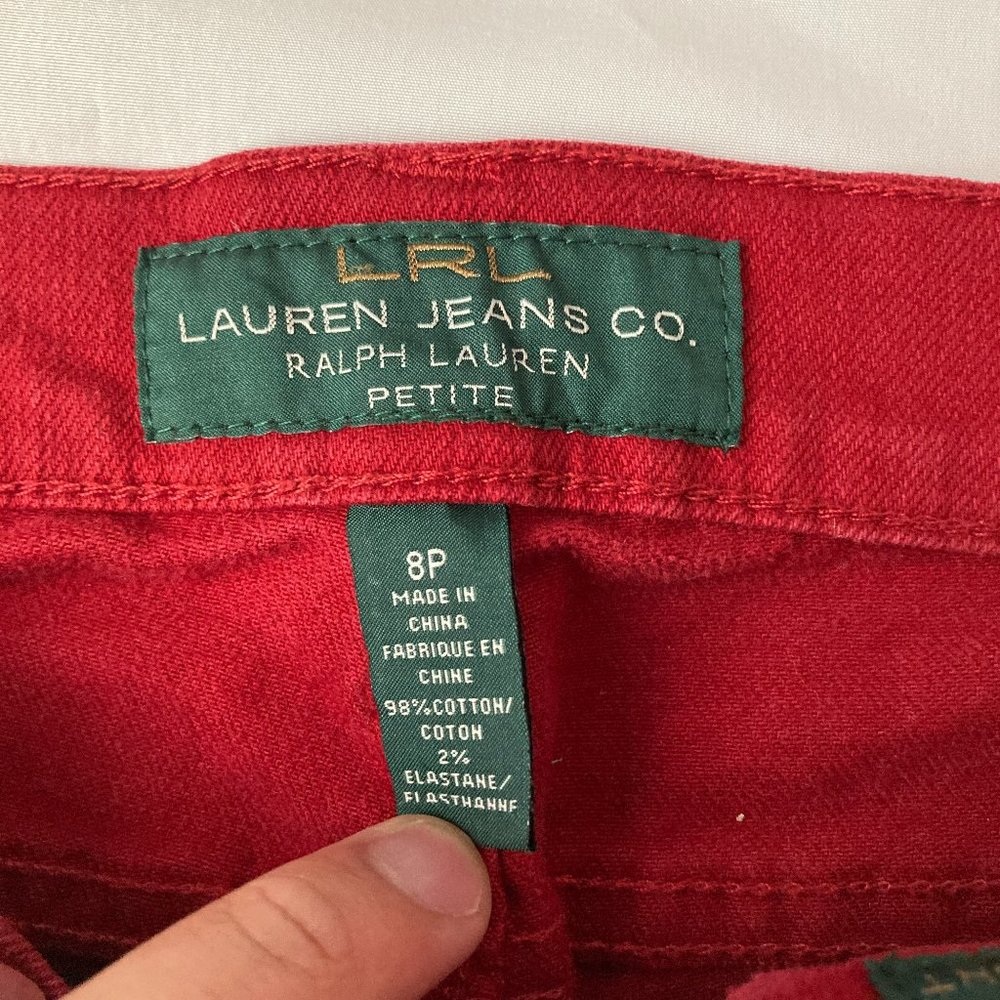 Lauren Jeans Co. Ralph Lauren Cranberry Red Petite Modern Straight Women 8P - Picture 3 of 12